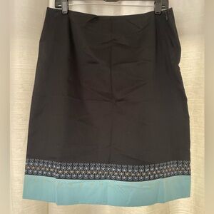 LOFT Black Pencil Skirt with Blue Trim